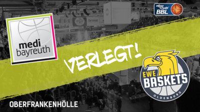 medi-Heimspiel gegen die EWE Baskets Oldenburg muss verlegt werden!
