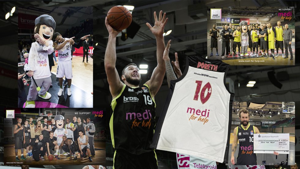 Bayreuths Bundesliga-Basketballer unterstützen auch 2022 das Hilfsprojekt medi for help